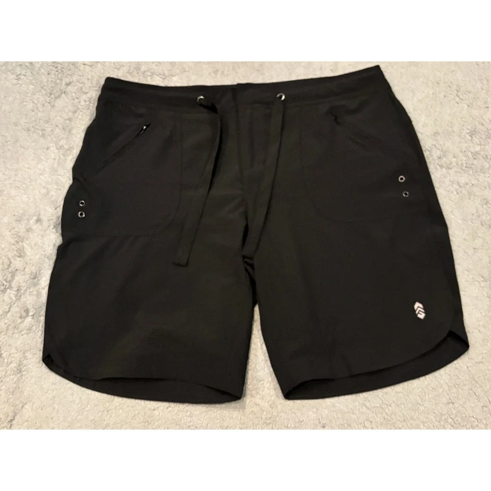 Free Country Womens Black Active Shorts Stretch Drawstring Pockets XL 16